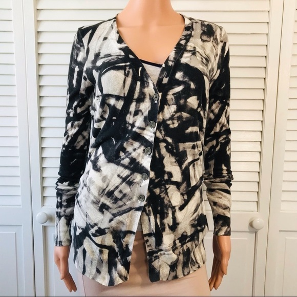 SIMPLY VERA VERAWANG Black Gray Cotton Cardigan Sweater Size XS - Picture 1 of 7